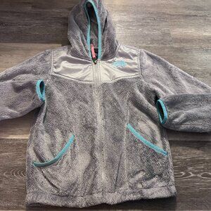 North Face 10/12 Medium Gray with blue lining fleece jacket Girls Youth Kids